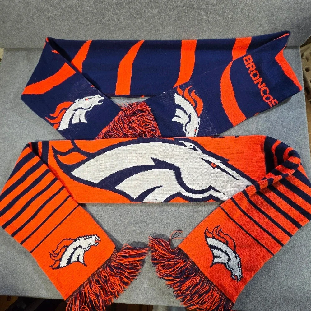 Bundle 2 Broncos Dever Footall Scarves Blue Orange Graphics AFC NFL Fan Unisex‎